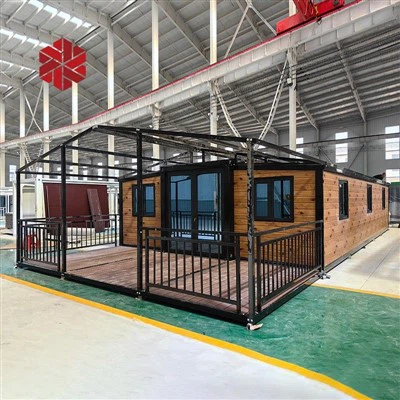 40ft Black Frame Wood Grain With Terrace Expandable Container House